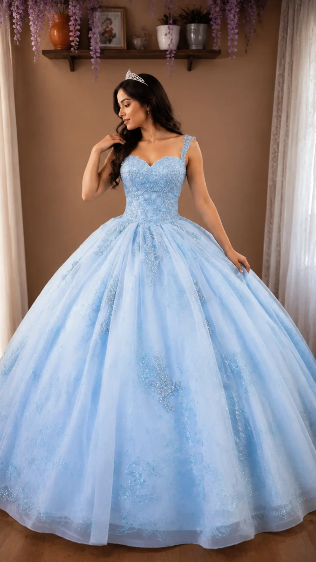Vestido de Quinceañera Azul Cielo Princesa