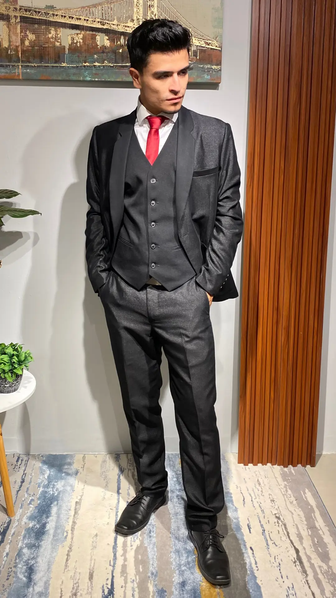 Traje de Caballero Gris Oscuro Slim