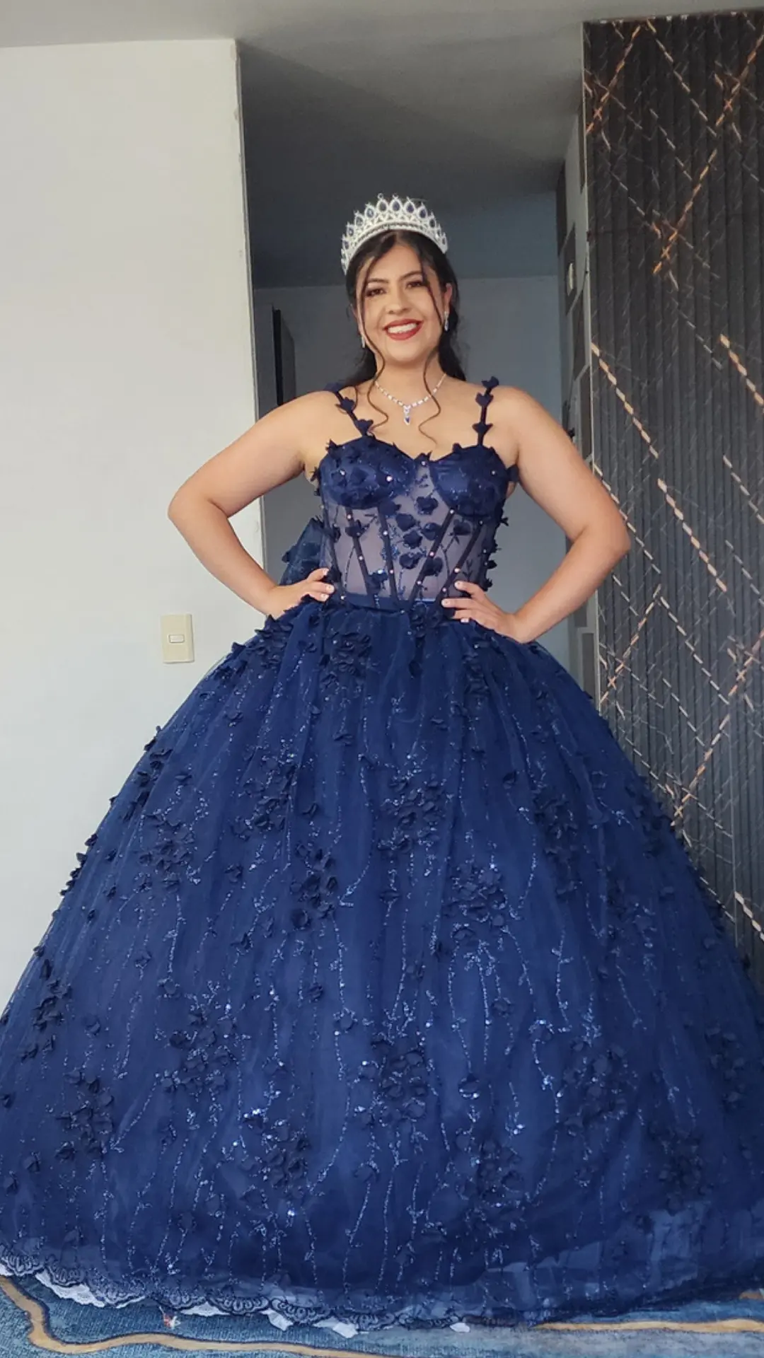 Vestido de Quinceañera Azul Noche con Corset